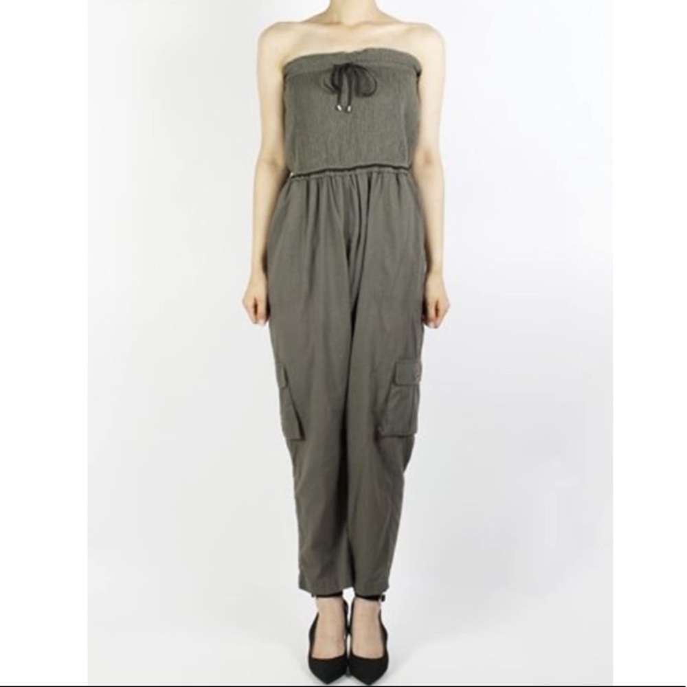 SEA New York Army Green Strapless Jumpsuit